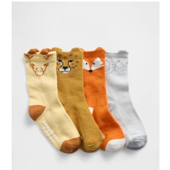 NWT Baby Gap Baby & Toddler Animal Crew Socks (4-Pack) - Picture 1 of 7